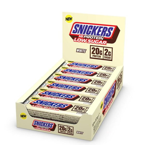 12 x Snickers High Protein Bar Low Sugar, 57 g, White Chocolate - Mars