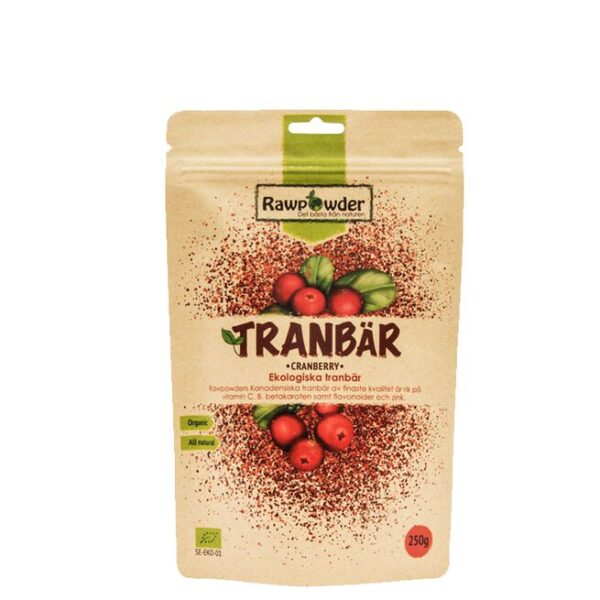 Økologisk Tranebær, 250 g - Rawpowder